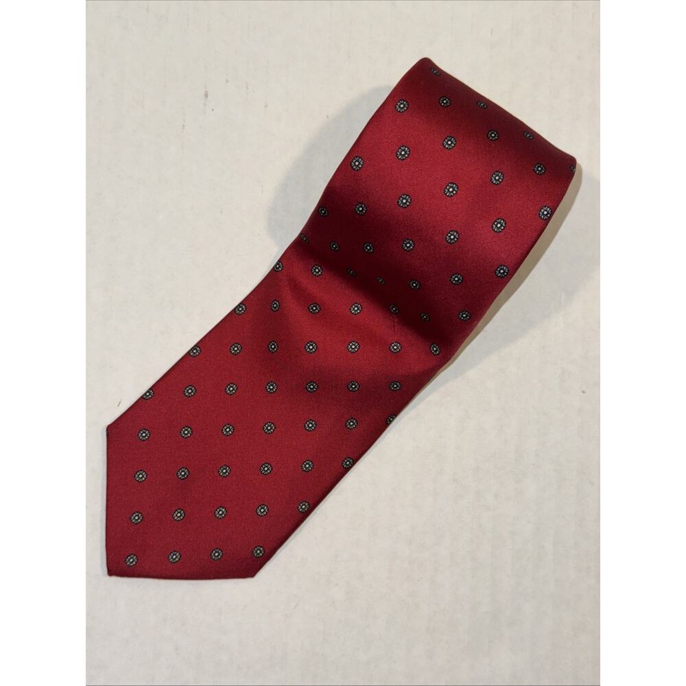 Vtg Reis of New Haven Silk Tie for Parisian Red Foulard Handmade in USA 57" L